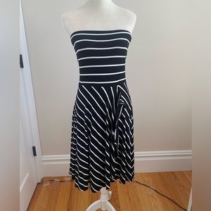 Strapless Stripe faux-wrap dress